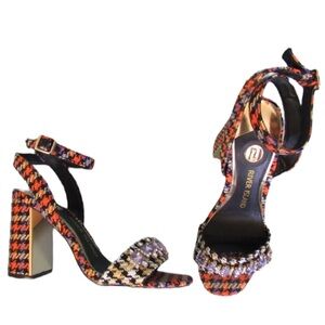 Black Orange Embellished Statement Heels Size 5 River Island Party Wedding
